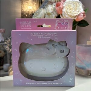 Hello Kitty 50th Anniversary Kawaii LED Compact Mirror. Fluorescent White.